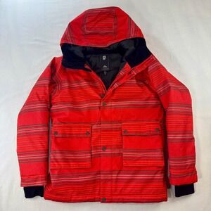 Orage Kids XXL 16 Prime 10 Ski Jacket Red Striped Waterproof Hooded Snowboard